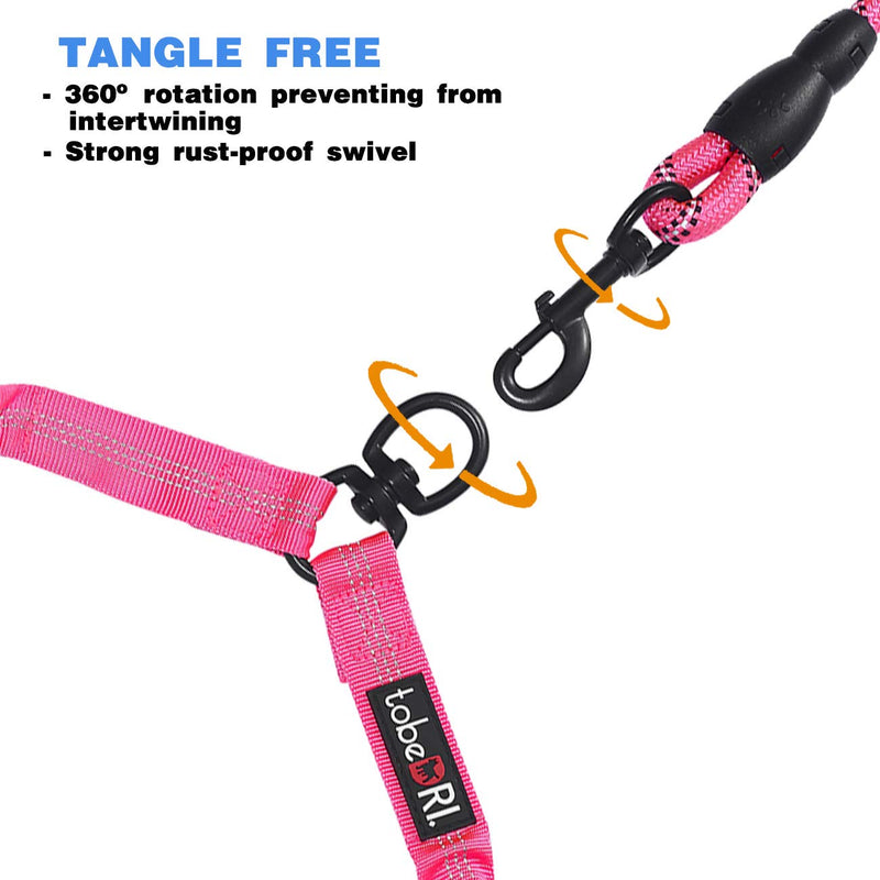 Comfortable Dual Dog Leash Tangle Free with Shock Absorbing Bungee Reflective 2 Dog Leashes for Large Medium Small Dogs (Pink 0-25 lbs) Dogs weight 0-25lbs Pink - BeesActive Australia