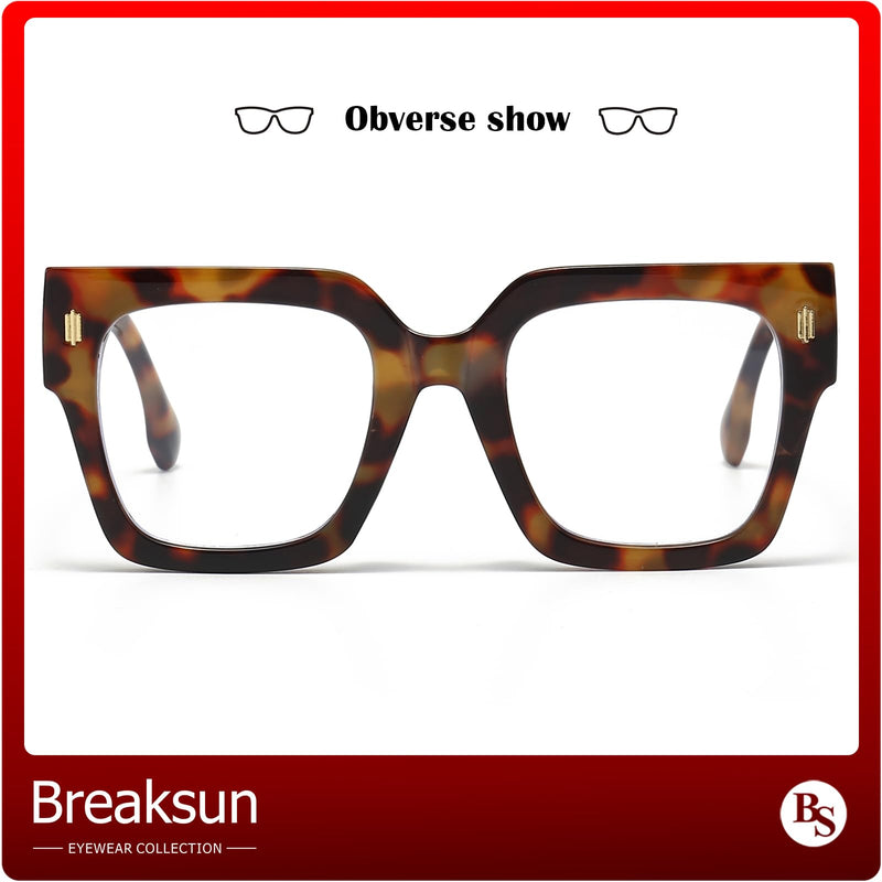 Fashion Oversized Blue Light Blocking Glasses for Women Men Trendy Big Square Frame Computer Eyeglasses A1 Tortoise 63 Millimeters - BeesActive Australia