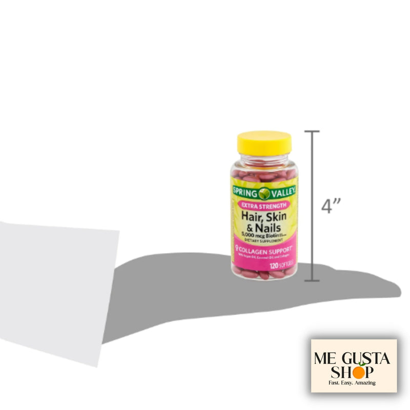 Extra Strength Hair, Skin & Nails Dietary Spring Valley Supplement, Biotin, Collagen, Gelatin 120 ct I + me Gusta Sticker