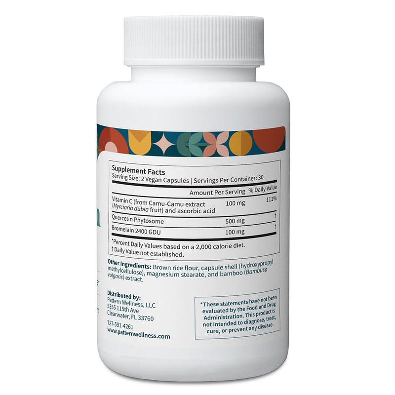 Pattern Wellness Quercetin Supplement – 120 Vegan Capsules | Bromelain – Immune Function & Cellular Health Support – Antioxidant & Whole Body Wellness 60 Count (Pack of 2)