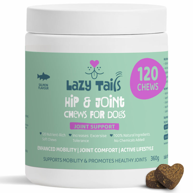 Hip and Joint Supplements for Dogs – 120 Soft Dog Chews – Natural Salmon Flavor Hip and Joint Chews for Dogs - Dog Treats for All Breeds & Sizes 360g