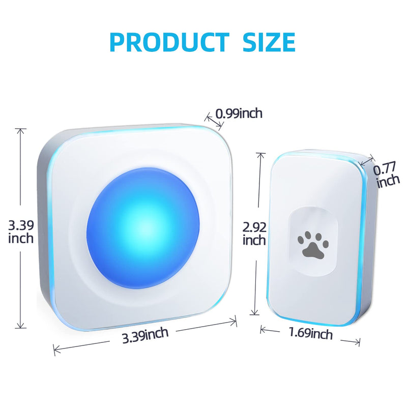 Wireless Doorbell with Flashing Light 1200Ft Door Bell for Dog Touch Bell Communication Doorbell with 1 Battery Waterproof Button & 1 Plug in Receiver white - BeesActive Australia