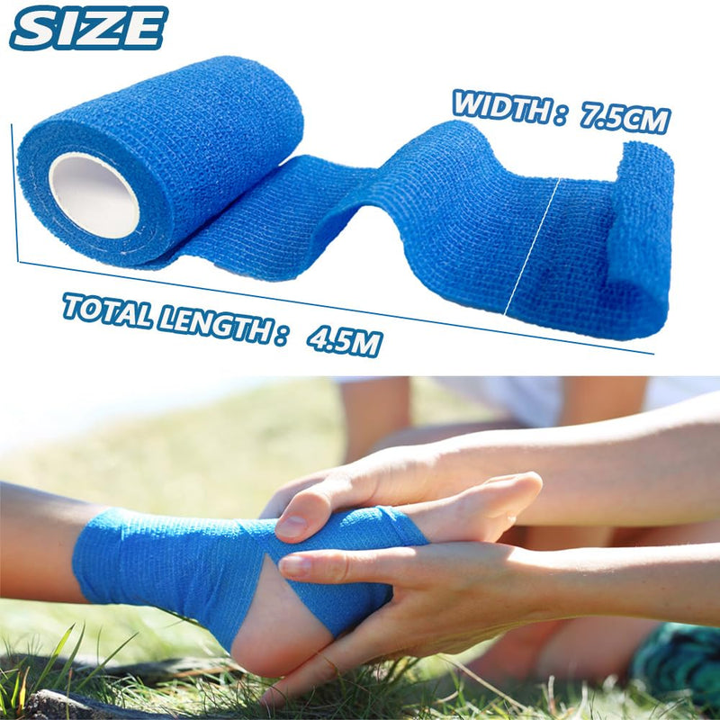 ANAMPION Self-Adhesive Bandage, 7.5cmx4.5m Non-Woven Self-Adhesive Bandage for People and Animals, Flexible Elastic Bandage for Sports, Pets (Black) 12 Rolls Black - BeesActive Australia