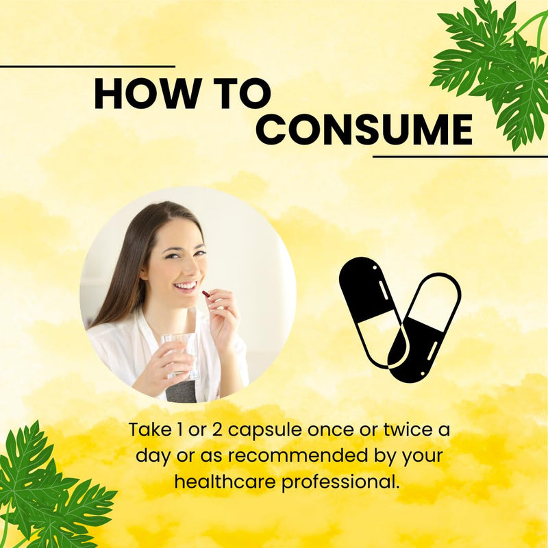Papaya Leaf Capsules 500Mg Natural Papaya Leaf Extract 120 Vegan Capsules Non GMO Gluten Free Herbal Supplement No Fillers Or Additives - BeesActive Australia