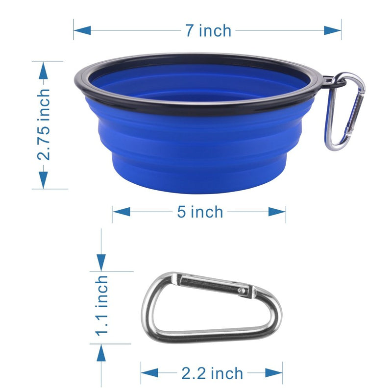 Large Collapsible Dog Bowls, 34oz Travel Water Food Bowls Portable Foldable Collapse Dishes with Carabiner Clip, 2 Pack (Blue + Red) Large,34oz 34oz-Blue&Red - BeesActive Australia