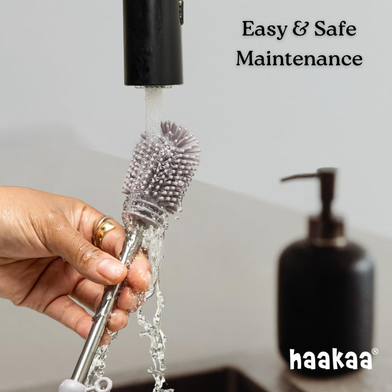 Haakaa Silicone Cleaning Brush Kit – Household Cleaning Brushes for Bottles and Crevices – Food-Grade Silicone: Dishwasher Safe (Brush-Blush) Brush-blush - BeesActive Australia