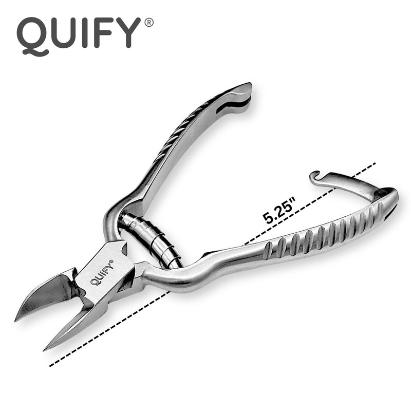 Heavy Duty Podiatrist Toenail Clippers for Thick and Ingrown Nails, Stainless Steel Toe Nail Cutter, Pordiatry Ingrown Toenail Tools - Barell Spring - Curved Tip 5.25" - BeesActive Australia