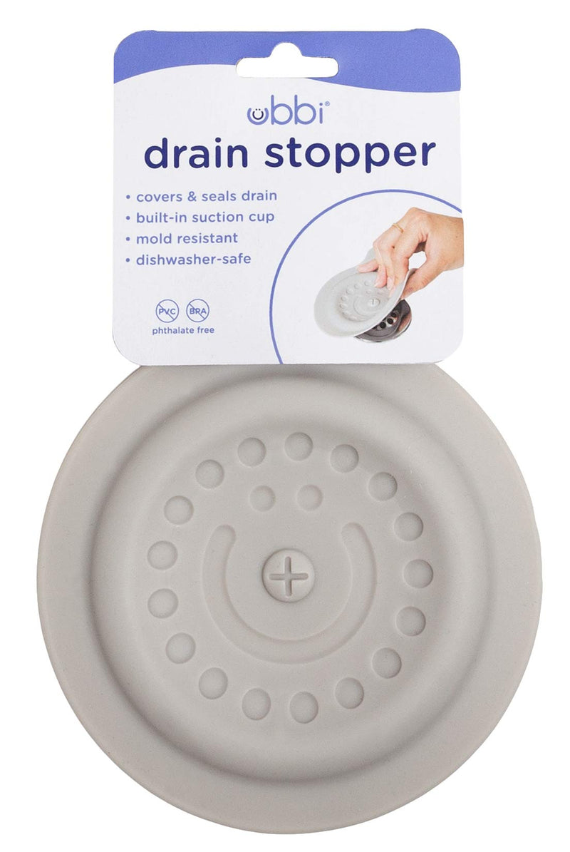 Ubbi Bathtub Drain Cover, Silicone Drain Stopper with Suction, Baby Bath Time Accessory, Gray Gray Drain Cover