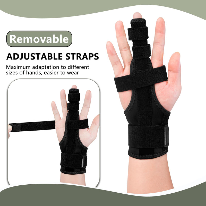 Finger Splint for Middle Finger, Trigger Finger Splint Wrist Support Brace, Straightening Immobilizer -Adjustable Removable straps for Left or Right Hand Small