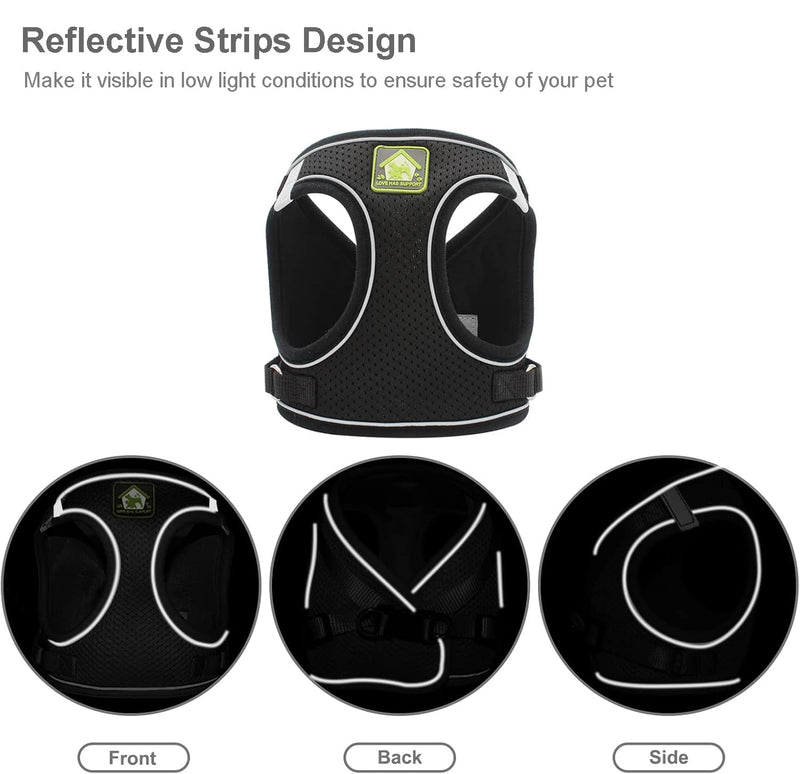 REESTBOO Cat Harness with Leash, Escape-Proof, Lightweight Cat Chest Harness with Collars and Leads, Adjustable Reflective Cat Strap for Cats, Kittens, Puppies, Black (S) S - BeesActive Australia