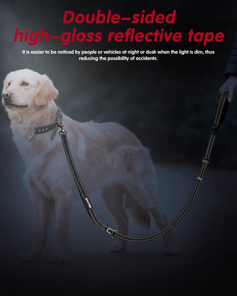 Hands Free Dog Leash, Multifunctional Crossbody Dog Leash, 5.9-9.5Ft Long Dog Leash with Car Seatbelt and Double-Sided Reflective Stitches for Medium and Large Dogs Walking, Jogging(Black) Black - BeesActive Australia