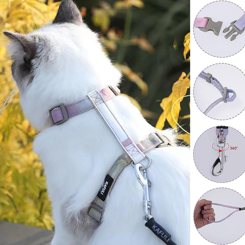 Cat Harness with Leash Escape-Proof Cat Harness Leash Adjustable Cat Leash with Harness for Small Medium Cats Outdoor Walking, Gradient Purple - BeesActive Australia