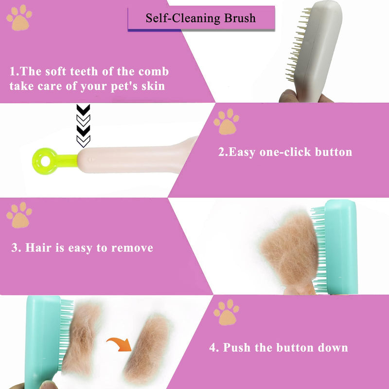 Scalable Small Grooming Dog Brush, Puppy Massaging Hair Brush, for Small Dogs Cats Rabbits of All Hair Types (Blue) Blue - BeesActive Australia