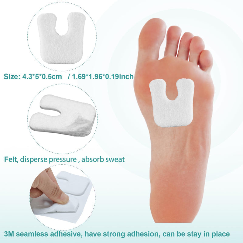 U Shape Metatarsal Foot Pads for Women 24 Pcs, Callus Cushions Horseshoe Pads Moleskin for Feet, Foot Pads Callus Pads for Heel Bottom Side of Foot, Ball of Foot Cushion Pain Relief