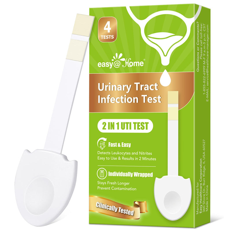 Easy@Home Urinary Tract Infection Test - UTI Test Strip for Women Home Testing Kit Detection of Leukocytes and Nitrite Over The Counter (OTC) USE Quick Accurate Results in 2 Min (4 Pack) UTI-EZU-102:4 - BeesActive Australia