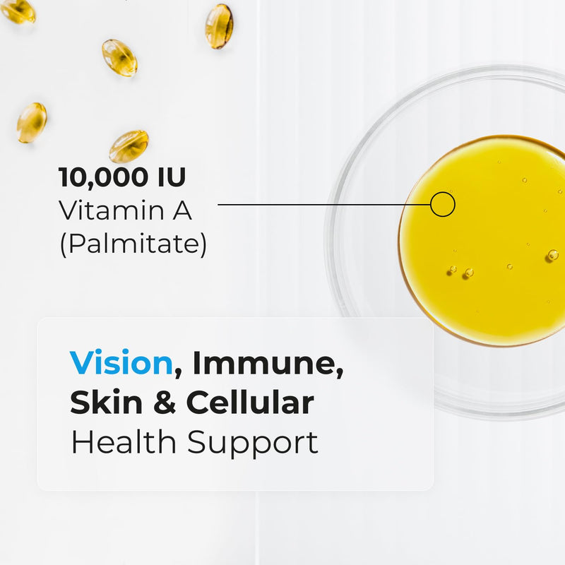 Biogenique Vitamin A - 60 Softgels 10,000 IU - Helps Support Eye, Skin Health and Immune System - 2 Months Supply Vitamin A Supplement Made in Canada, Non-GMO