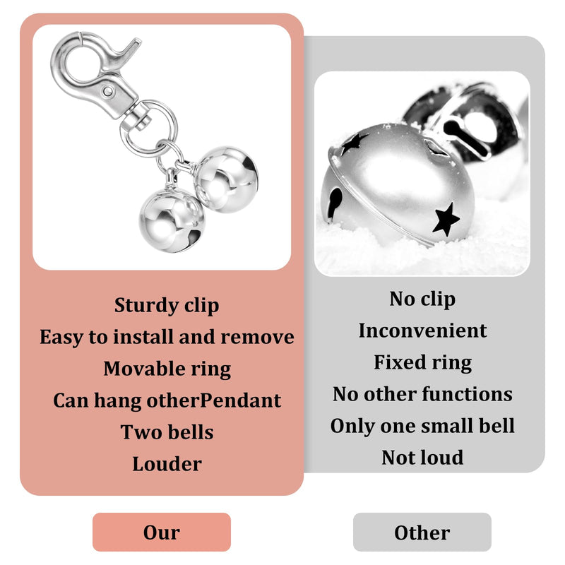Pack of 2 Bells Pet Bells for Collars Bell for Dogs Loud Dog Bells Key Rings Dog Bells Dog Triple Bell Pendant Accessories for Dogs Cat Necklace Collar Decor - BeesActive Australia