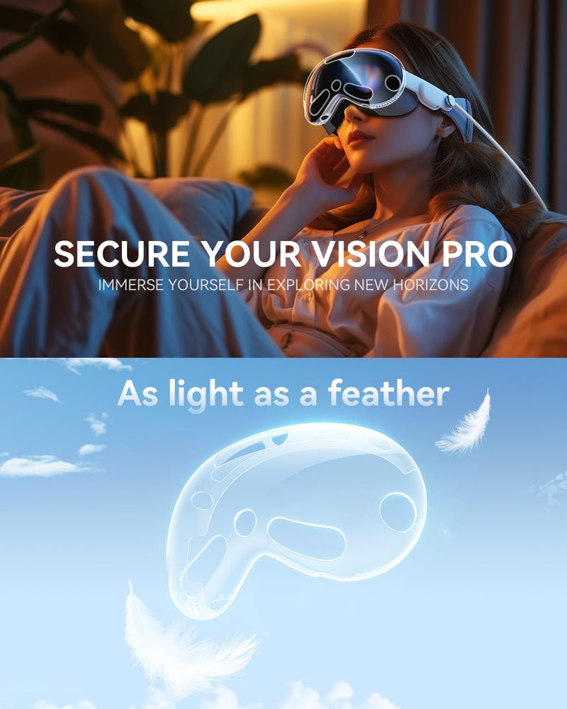 DIMONCOAT Compatible with Apple Vision Pro Case, [1:1 Coverage] Crystal Clear TPU Ultra Slim [Anti-Scratch Dustproof] Protective Cover for Apple Vision Pro VR Headset 2024 Accessories -Transparent - BeesActive Australia