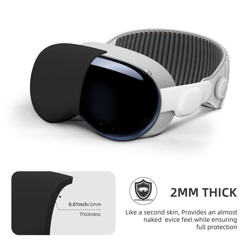 Case Cover for Vision Pro, Impact-Resistant Soft Silicone Protector with Anti-Fingerprint and Non-Slip, 100% Compatible with Apple Vision Pro Case - Classic Black - BeesActive Australia