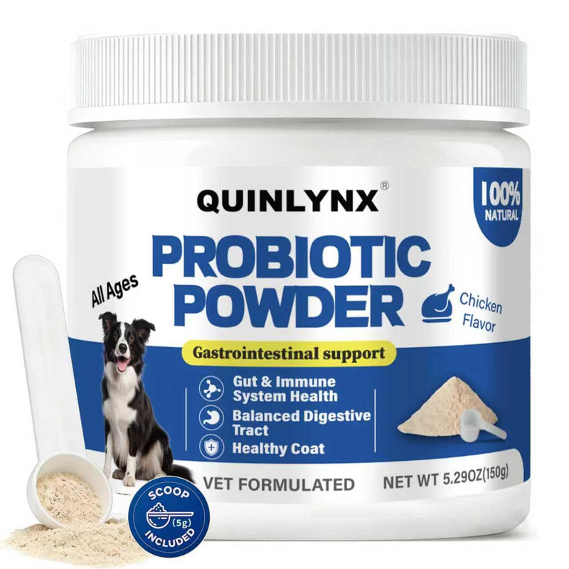 Natural Probiotic Powder for Dogs - Vet Formulated Digestive & Gut Health Supplement with 15 Probiotic Strains & 6 Billion CFU, Supports Immunity, Energy Levels, Skin and Coat Health, 30 Scoops 150g Probiotic for dogs