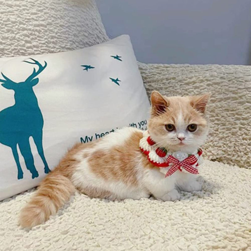 Cat Collar Breakaway Kitten Collar with Cute Bow Tie and Strawberry Pattern Comfortable for Kitty and Some Puppies (S) - BeesActive Australia
