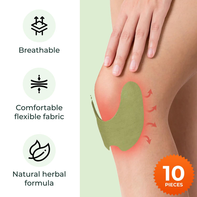 Original Herbal Knee Patch - Wellknee Plaster for Knee Support & Muscle Pain - Maximum Strength for a Temporary Relief - Adhesive Heat Patches Made with Natural Herbs for Wellness (10 Pads) 10 Pads (Pack of 1) - BeesActive Australia