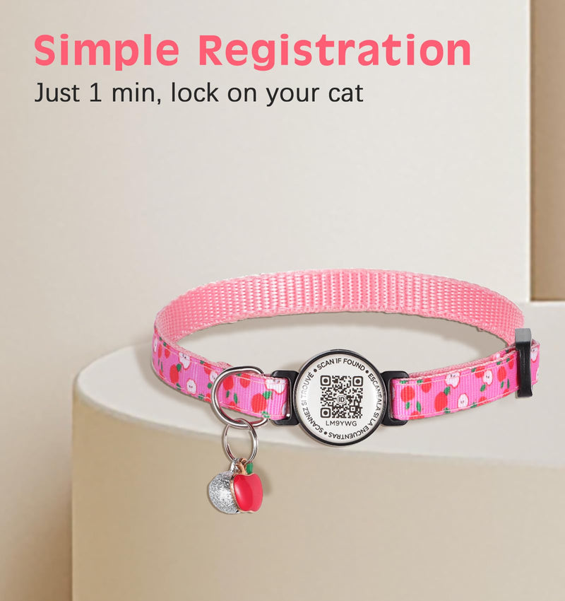 Cat Collar with QR Code, Adjustable Cat ID Collar with ID Tag, Reflective Cat Collar with Bell, Fits Small to Large Cats - BeesActive Australia