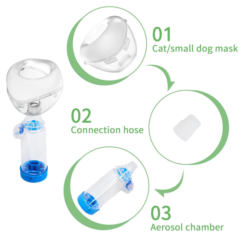 Cat Inhaler Spacer, Designed for Cats and Small Dogs, Pet Aerosol Chamber with Silicone Mask,for Home Outdoor S
