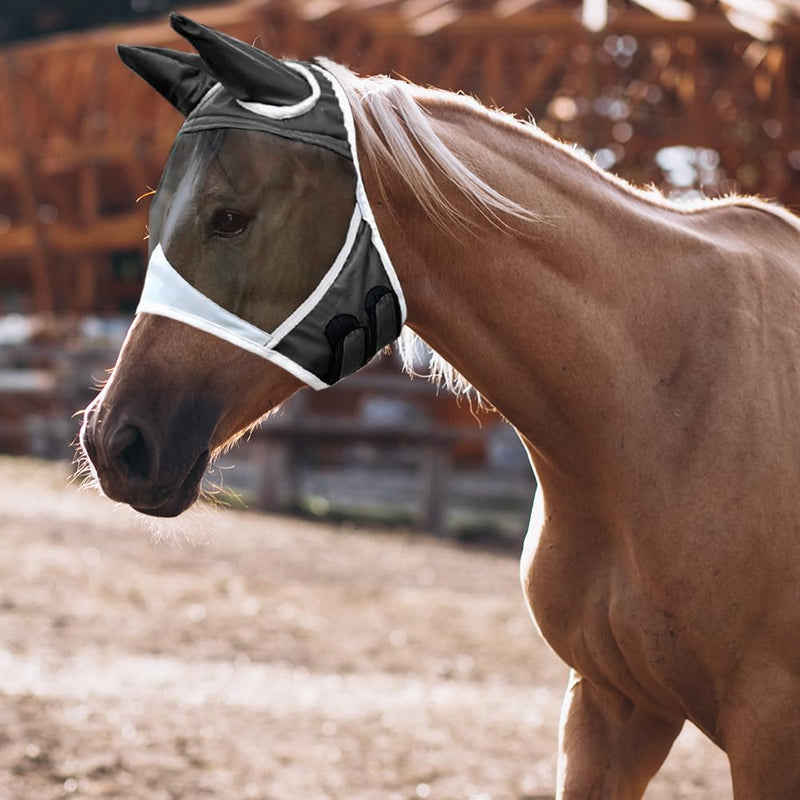 Glamifyr Fly Mask Horse Fly Mask Horse Warmblood Fly Hood Horse Velcro Adjustment Horse Fly Mask Fly Mask Cold Blood Fly Mask Horse Cold Blood Ear Protection Breathable (L) L - BeesActive Australia