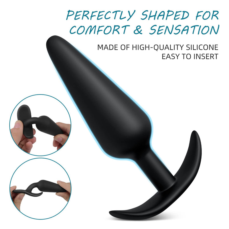 Silicone Anal Plug, Pack of 3 Butt Plugs Training Set for Beginners Advanced Users with Flared Base Prostate Sex Toys - BeesActive Australia