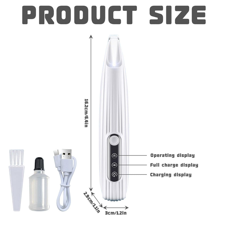Dog paw trimmer with LED light, professional paw trimmer for dogs, wireless dog clipper, animal hair trimmer for dogs, cats, paws, eyes, ears, face, body (White B) White B - BeesActive Australia
