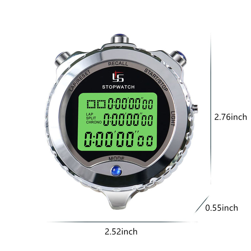 Stopwatch with Backlight，100 Lap Metal Stop Watch for Sports with Alarm Countdown 0.01second Timing, Digital Stopwatches Timer for Sports and Competitions