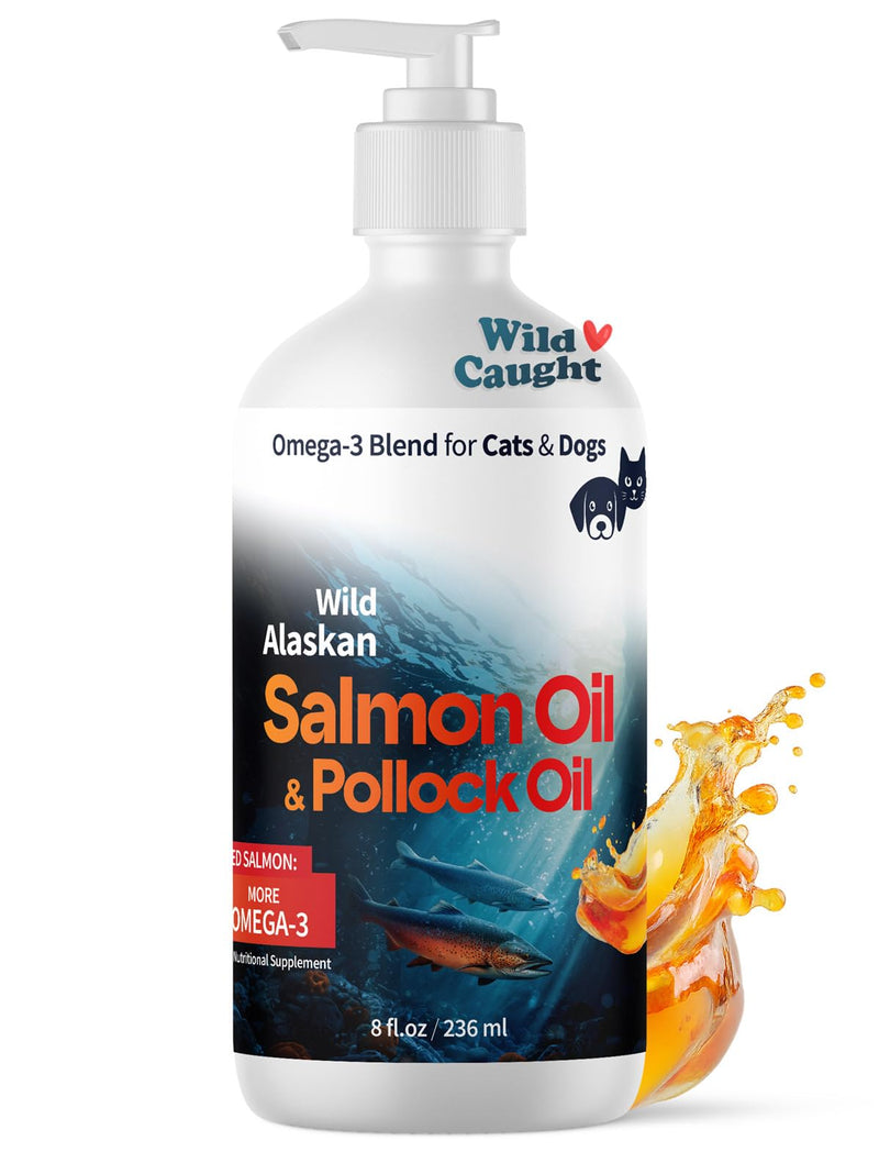 Wild Alaskan Omega 3 Salmon Oil for Dogs - Fish Oil for Dogs Natural Liquid - Must-Have Cat & Dog Essentials for Health - Cat and Dog Supplies Supports Skin & Coat - 8 Fl. Oz 8 fl oz