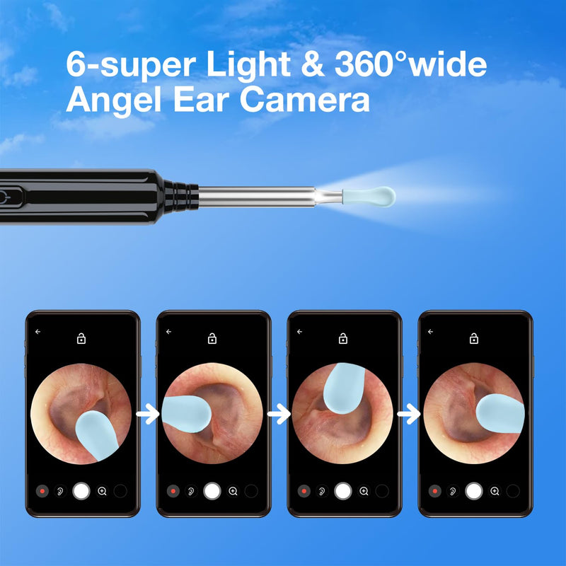 Ear Wax Removal with Camera, Earwax Remover Tool, 1296P FHD Wireless Ear Otoscope with 6 LED Lights, 6 Ear Spoon & 6 Traditional Tools Ear Wax Removal Kit for iPhone, iPad & Android Smart Phone - BeesActive Australia