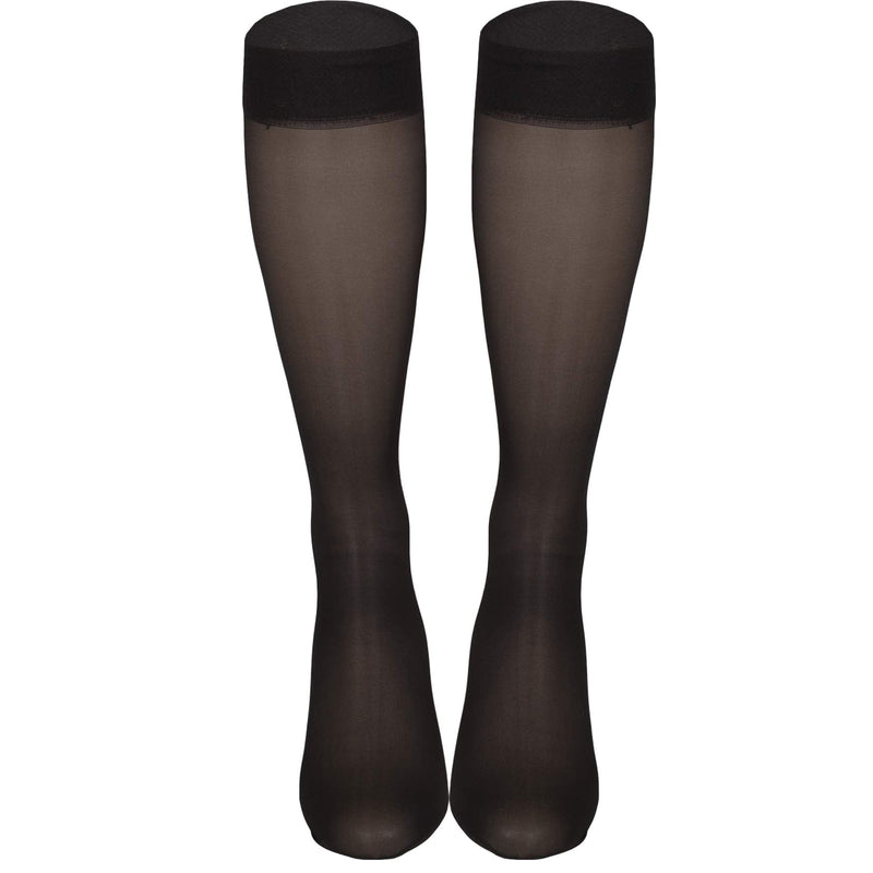 NuVein Sheer Compression Stockings for Women, 8-15 mmHg Support, Light Denier, Knee High, Closed Toe, Black, Large Large (1 Pair)