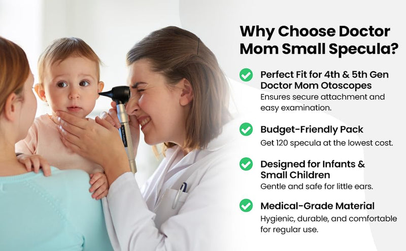 120 Smallest Diameter 2.5 mm Specula for 4th and 5th Generation Doctor Mom Otoscope Perfect for Infants Important- NOT for Dr Mom 3rd Gen and Original otoscopes. - BeesActive Australia
