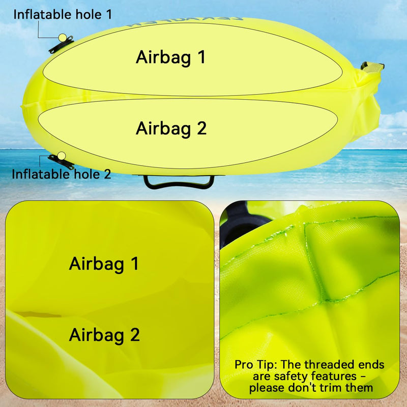 Swim Buoy for Open Water - Swim Safety Float Waterproof Dry Bag Swim Bubble for Swimmers and Triathletes, Swimming Buoy for Safer Swim Training, Snorkeling, Kayaking Yellow
