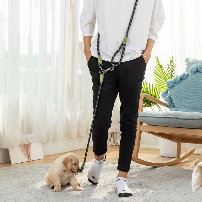 pawstrip Hands Free Dog Leash Waist & Crossbody Rope with Slip Lead Durable for 2 Dogs Nylon Reflective Heavy Duty Hiking Running Leash for Medium Large Dogs (Black) Black - BeesActive Australia