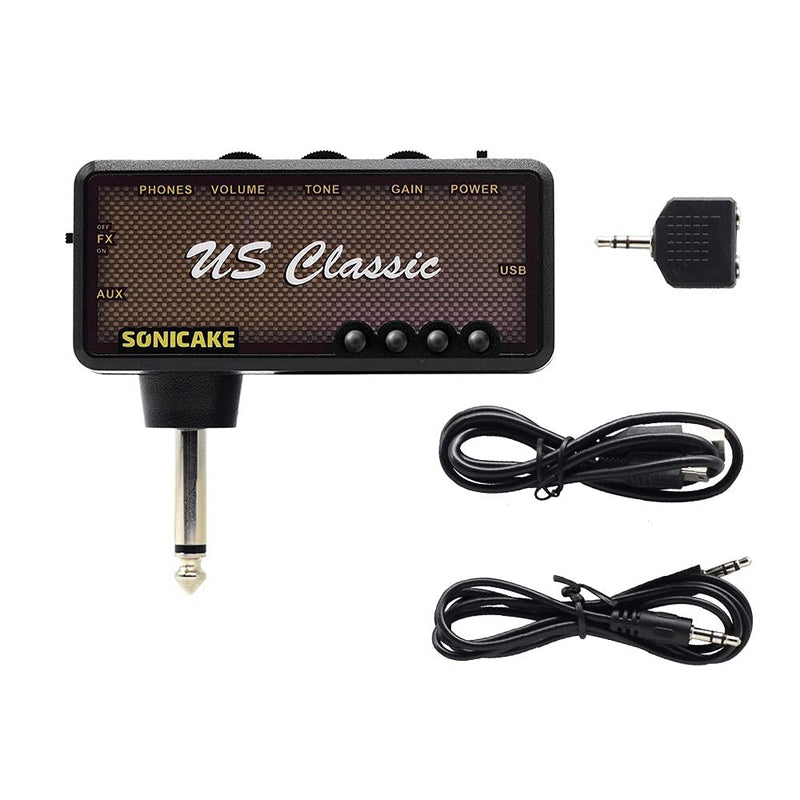 SONICAKE Mini Guitar Headphone Amp with Overdrive Reverb - US Classic US Classic Reverb Effect