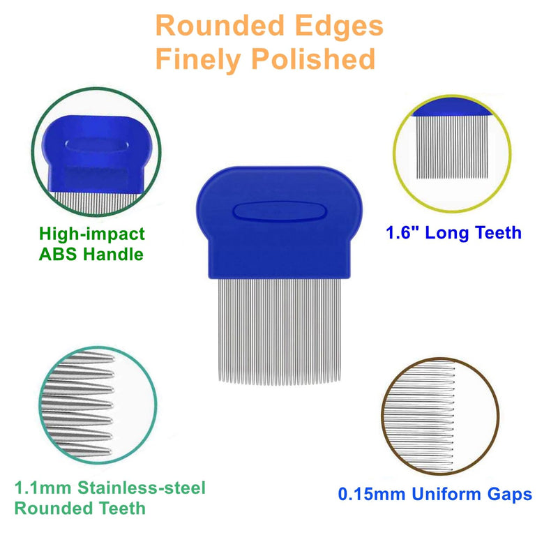 5 Pack Flea Lice Comb,Stainless Steel Dog Cat Grooming Combs with Rounded Teeth,Double Sided Professional Pet Tear Stain Remover,Dematting Tool for Small, Ideal for all pet Blue,Pink - BeesActive Australia