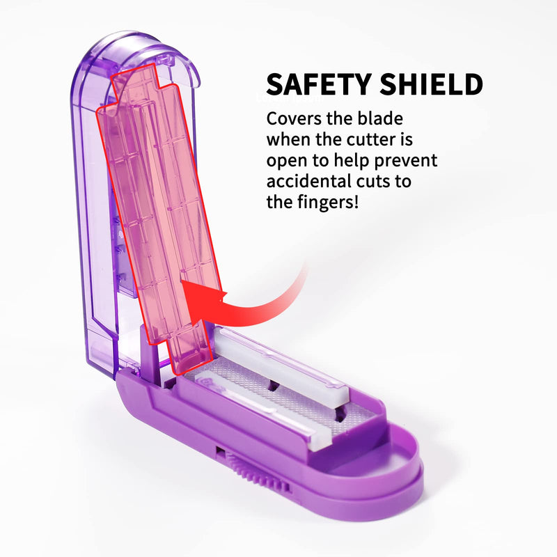 Multiple Pill Splitter,Stainless Steel Cutting Blade Guard(Purple) Purple