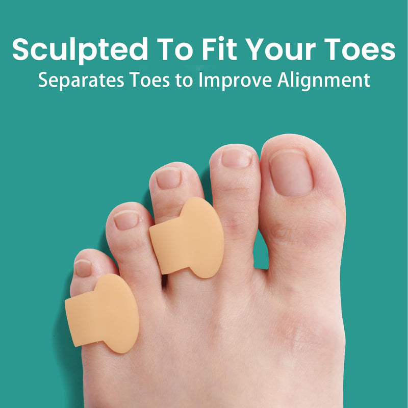 Welnove Gel Toe Separator - 8 Pack Pinky Toe Spacers - Little Toe Cushions, Small Sleeves for Preventing Rubbing & Reducing Pressure (Beige) Beige