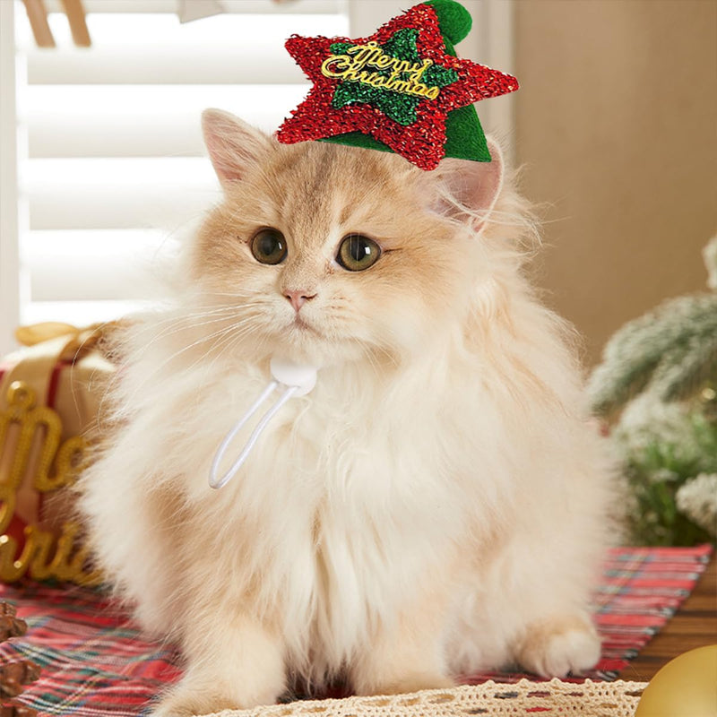 Christmas pet Collar Cat Ornament Elastic Plush Ball Cute Cat Collar with Hat Dog Neck Collar Elastic Collar Pet Costume Accessories - BeesActive Australia