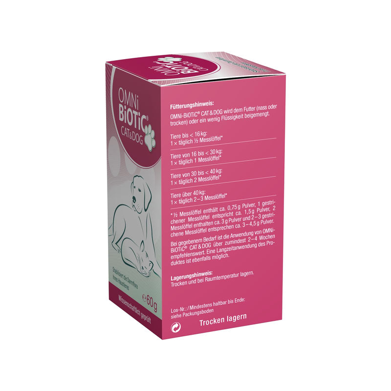 OMNi BiOTiC CAT & DOG | 60g | 2 bacterial strains | up to 7.5 billion germs per daily dose | powder | Probiotic supplementary food for dogs and cats - BeesActive Australia