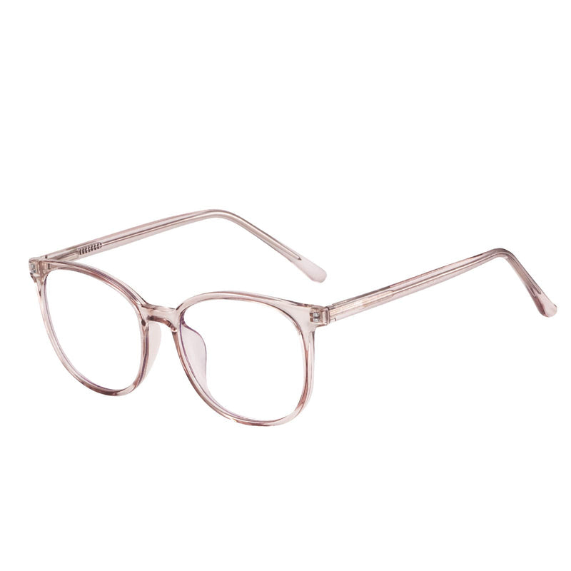 FONHCOO Blue Light Blocking Glasses Fashion Round TR90 Frame Transparent Eyewear Anti UV Computer Glasses for Women Men Light Brown - BeesActive Australia