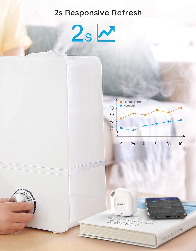 Govee Bluetooth Hygrometer Thermometer, Wireless Thermometer, Mini Humidity Sensor with Notification Alert, Data Storage and Export, 262 Feet Connecting Range 1