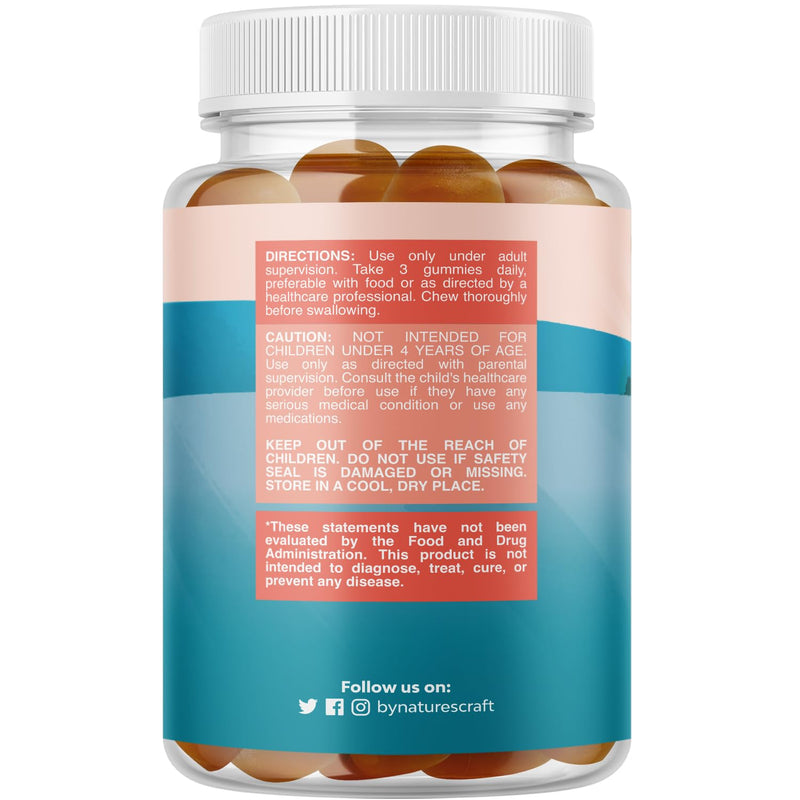 Kids Focus Gummies - Nootropics Brain Support Supplement for Kids with Green Tea Extract, B6 & B12 Vitamins for Memory and Brain Focus - Herbal Concentration Chews for Children - 90 Count 90 Count (Pack of 1)