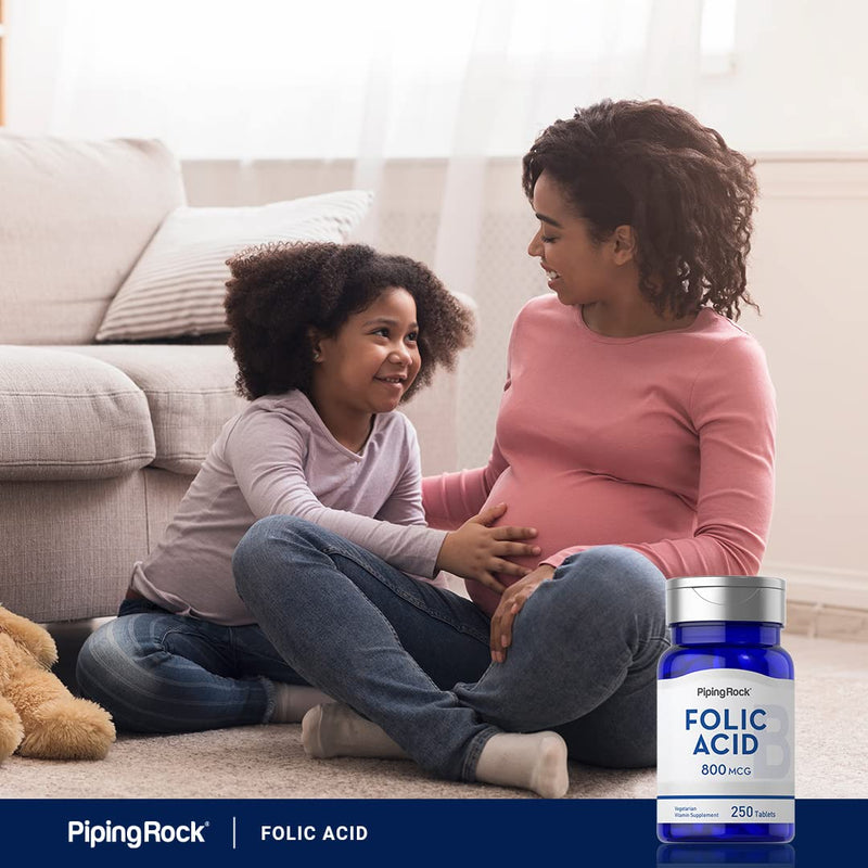 Piping Rock Folic Acid 800 mcg | 250 Tablets | Supplement for Women and Men | Maximum Strength Folate | Vegetarian, Non-GMO, Gluten Free