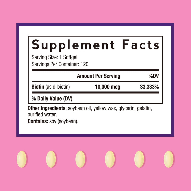 Doctor's Recipes Biotin 10,000mcg, High Potency Vitamin B7 for Hair, Skin & Nail Support, Non-GMO, Optimal Solutions Hair Vitamin with Biotin, for Women and Men, 120 Softgels