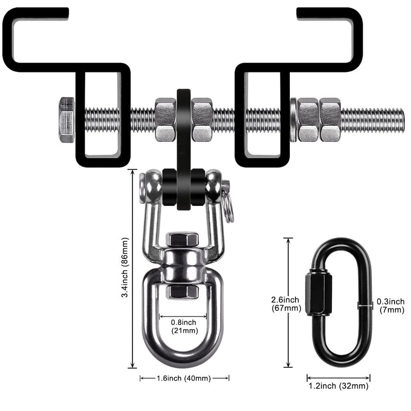 SELEWARE Heavy Duty Punching Bag Hanger and Beam Clamp for Boxing, Muay Thai, MMA B. Beam Clamp with Swivel & Carabiner (1 Pack)